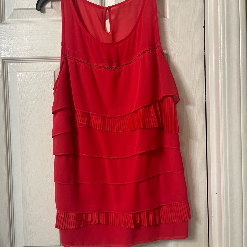 Express Vibrant Fire Orange Mesh Detail Top